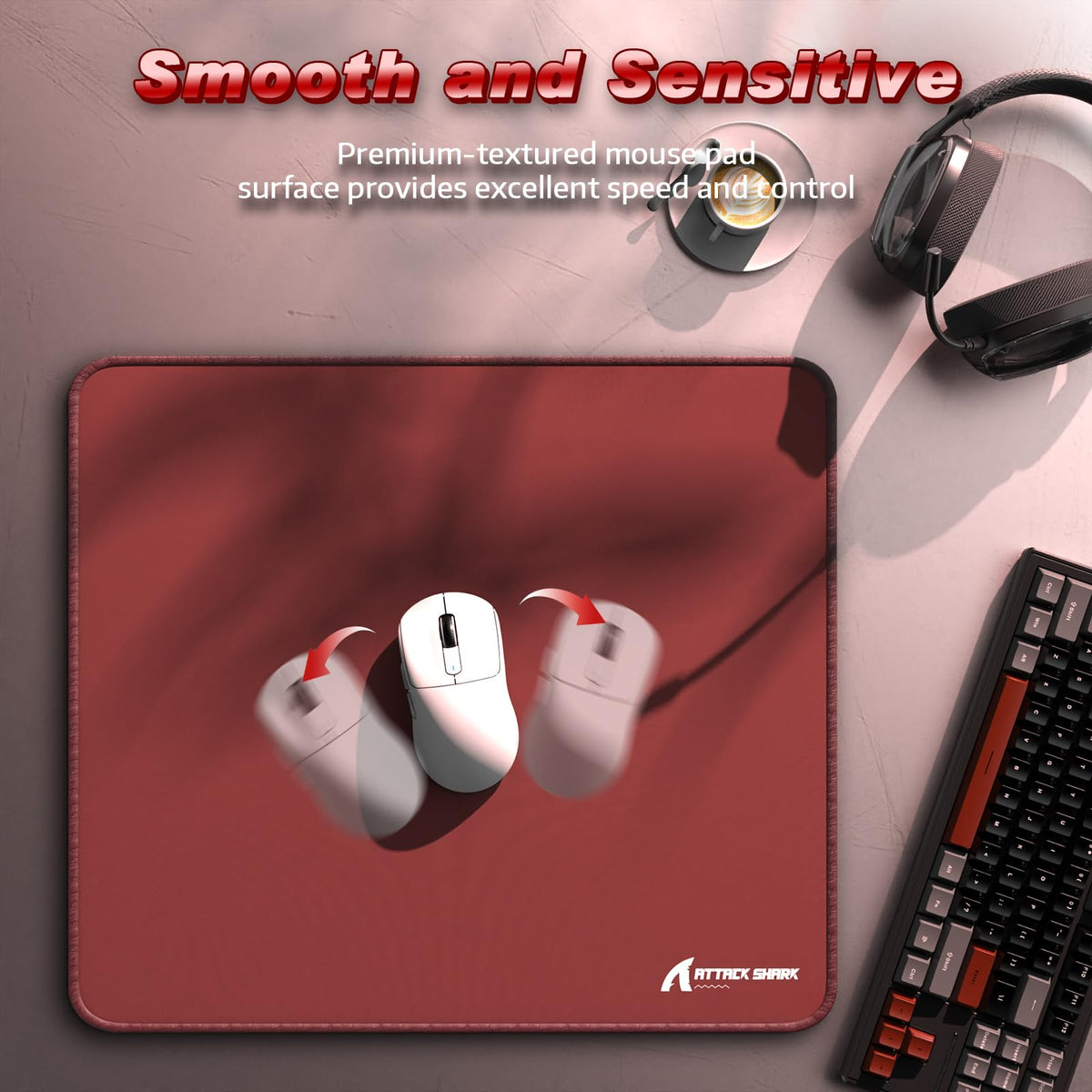 ATTACK SHARK CM02 Gaming Mouse Pad for Esports Speed Large Mouse mats for Desk Waterproof Surface