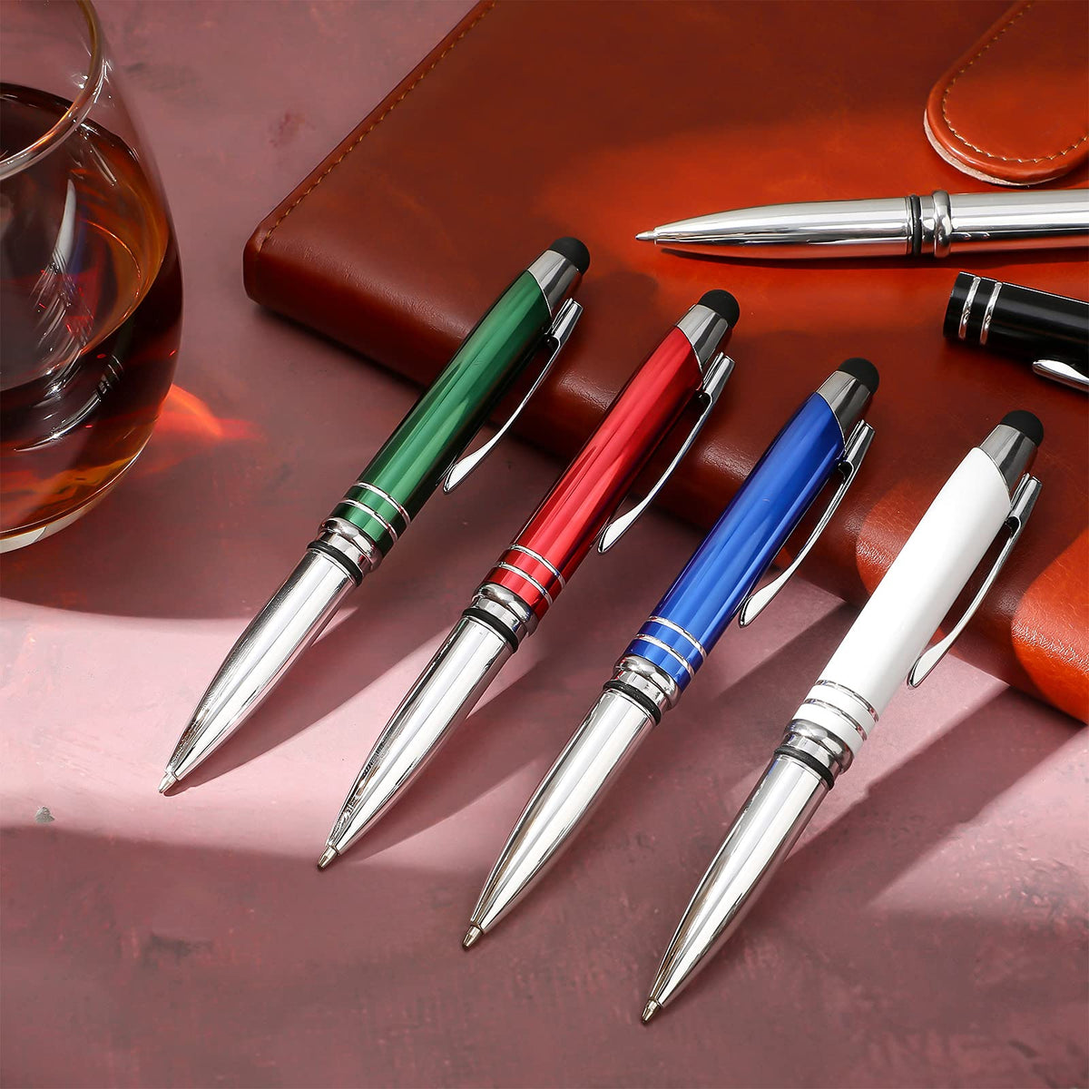 Zonon 15 Pcs Stylus Pen with Light, 3 in 1 Ballpoint Pens, Delicate Colors