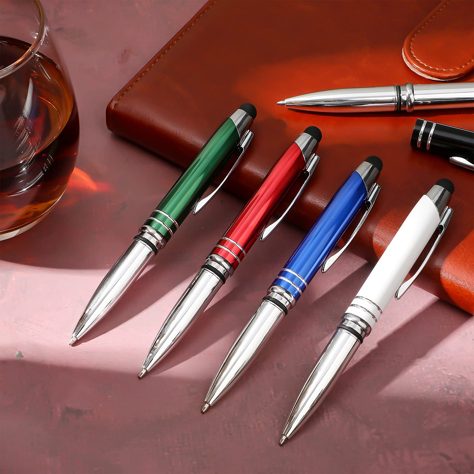 Zonon 15 Pcs Stylus Pen with Light, 3 in 1 Ballpoint Pens, Delicate Colors
