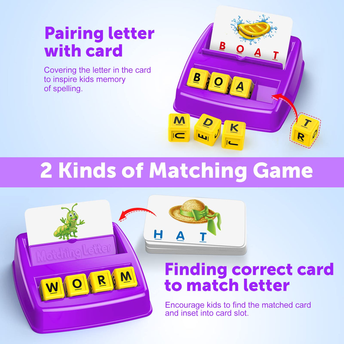 Educational Games for Kids Ages 3-8, Matching Letter Game for Kids Toys for 3-8 Year Olds Boys