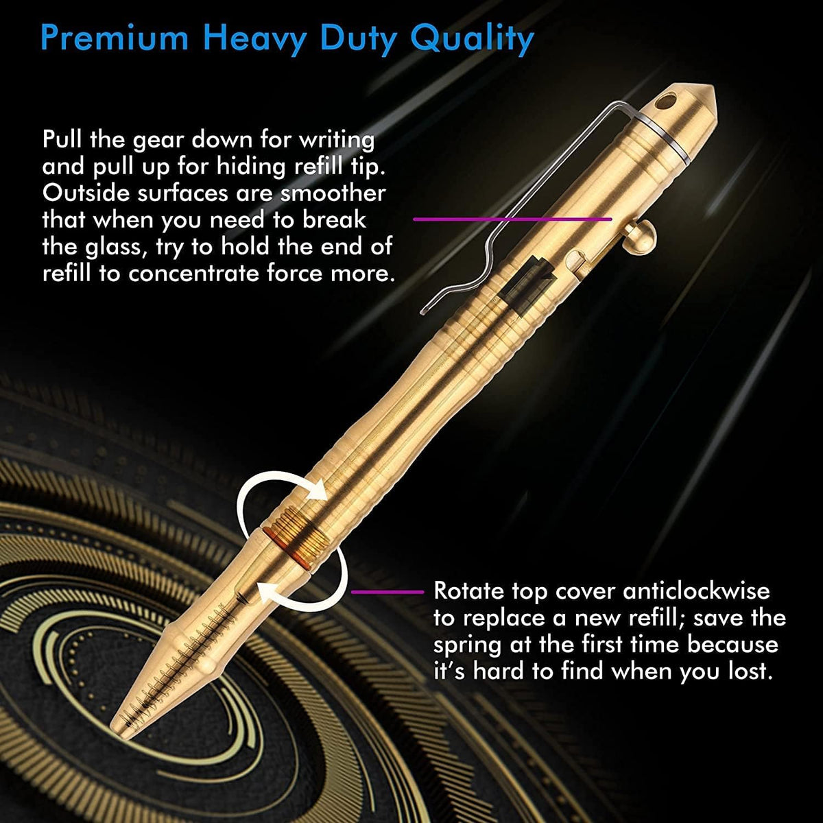 SMOOTHERPRO Solid Brass Bolt Action Pen, Compatible with Parker, Natural