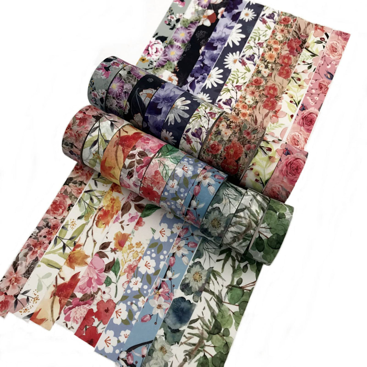 Esweny Floral Washi Tape Set 20 Rolls 15mm Wide Flower Decorative Paper Tapes for Scrapbooking