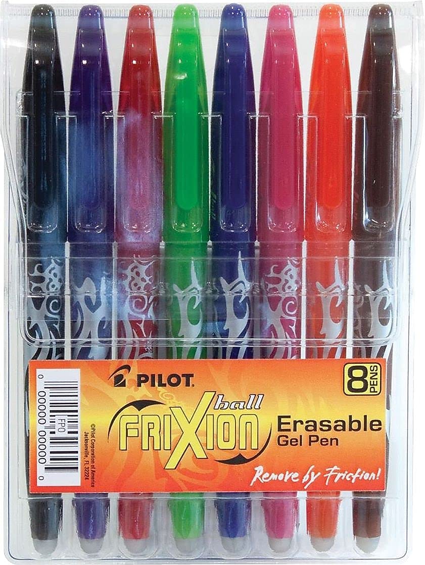 PILOT Pen 31569 FriXion Ball Erasable &, Assorted Color Inks, 8-Pack Pouch