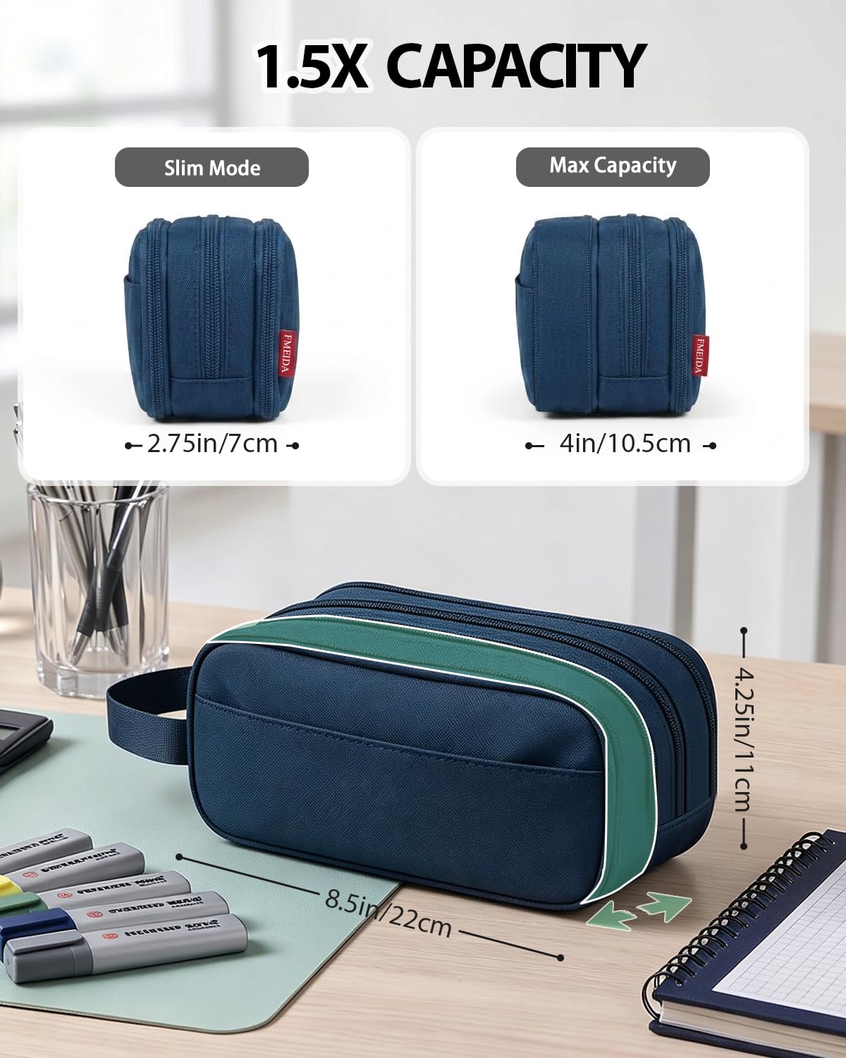 Fmeida Extra Large Pencil Case Pouch Stationery Bag Office Supplies