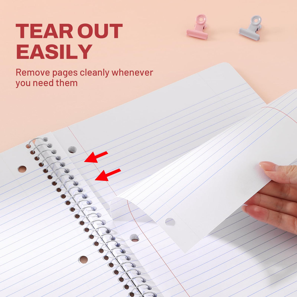SUNEE Spiral Notebooks, 3 Pack, 1-Subject, College Ruled Paper, 8" x 10-1/2", 70 Sheets per