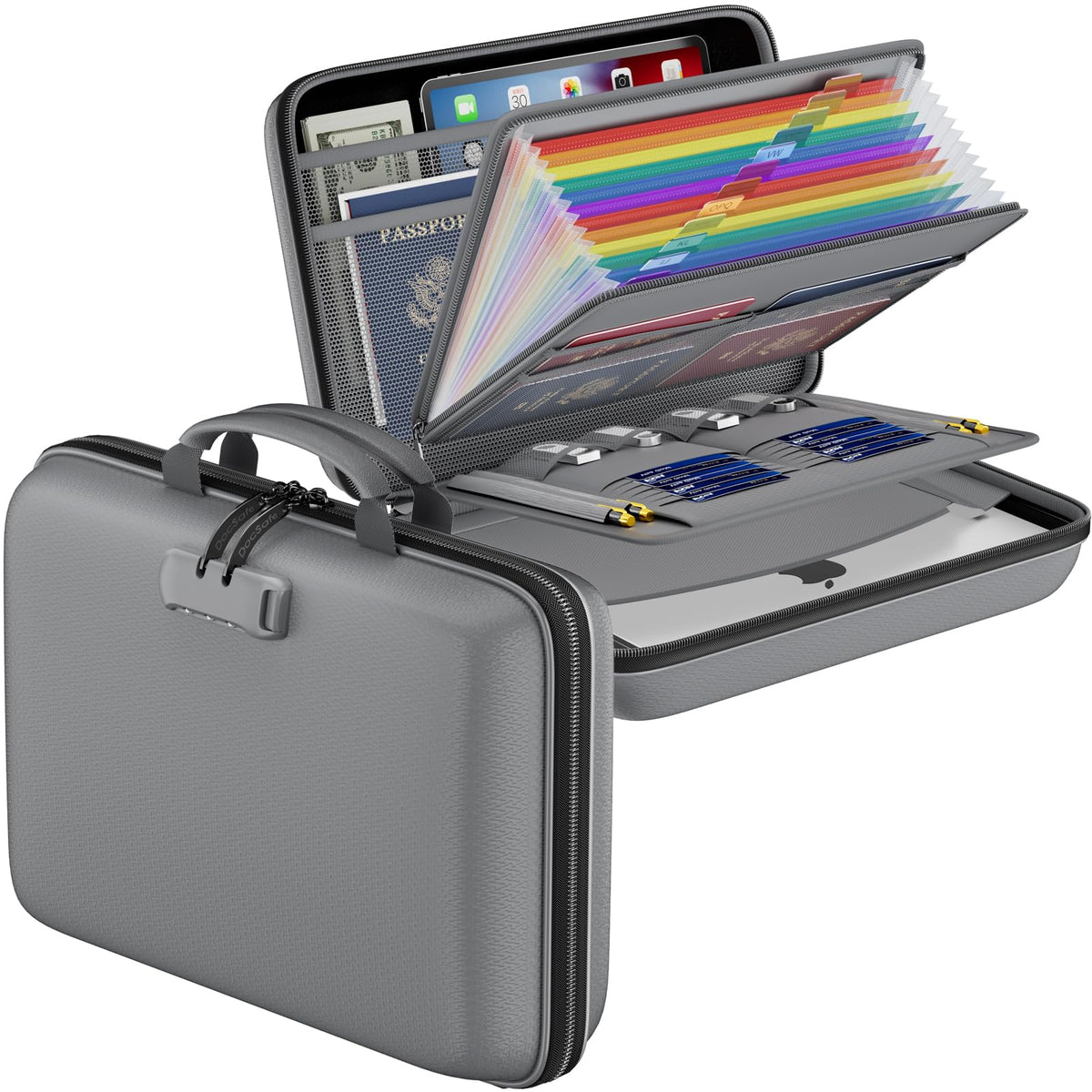 DocSafe Fireproof File Organizer with Lock, Hard-Shell Case Fireproof Document Box with 13 Pocket