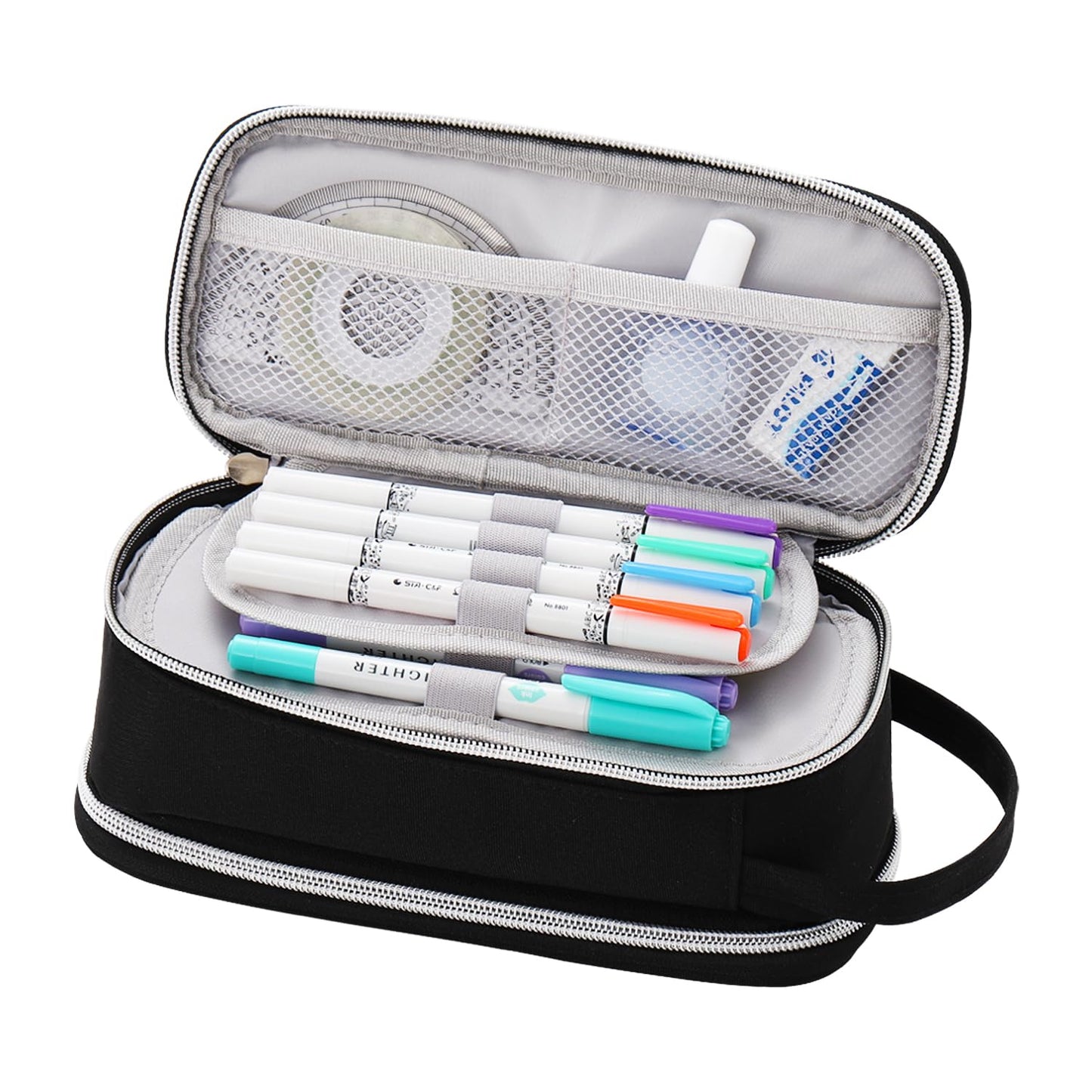 Dugio Large Pencil Bag for Boys School Organizer Pencil Pouch Big Black