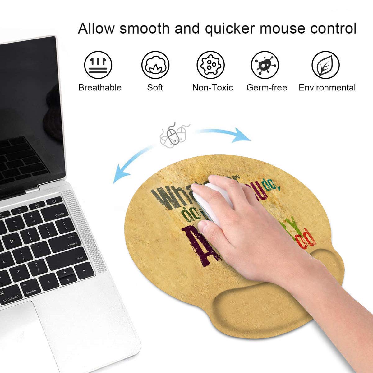 Ergonomic Mouse Pad Wrist Support and Coasters Set, Bible Verse Whatever You do,do it All for The