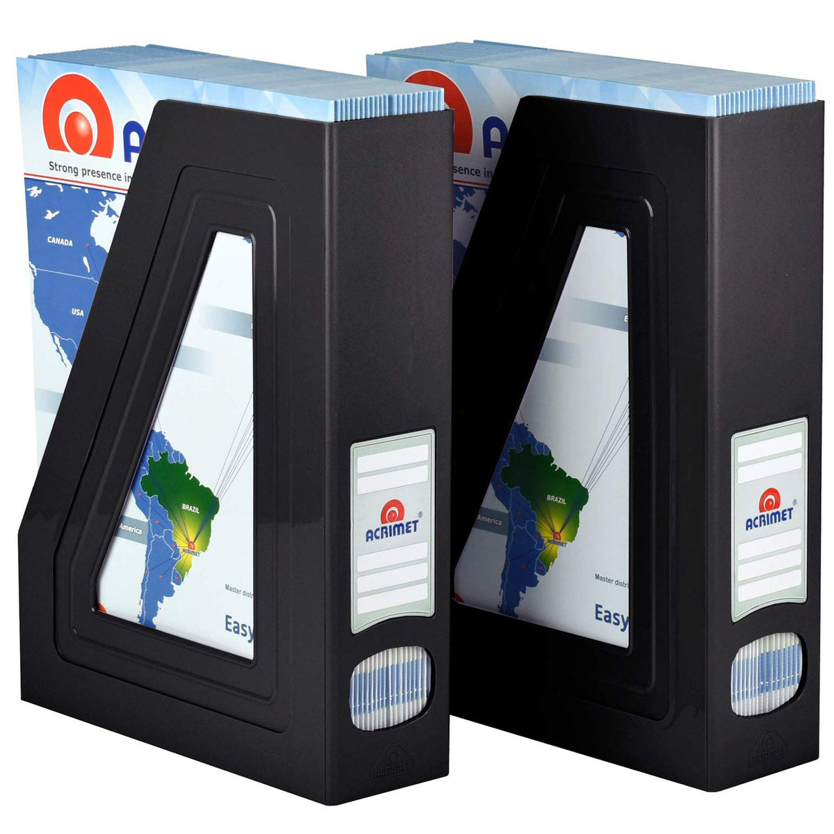 Acrimet Magazine File Holder, Vertical Desk Organizer, Black, 2 Pack