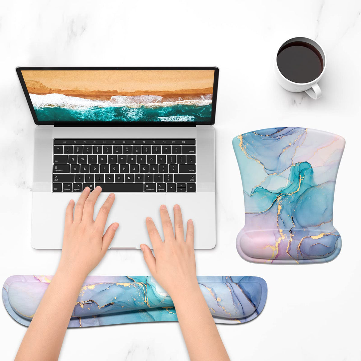 ITNRSIIET Mouse Pad Wrist Support Keyboard Wrist Rest Pad Ergonomic Mousepad Non-Slip Memory Foam