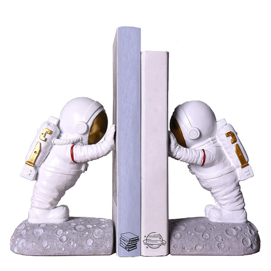 Joyvano Astronaut Bookends - Space Decor for Kids Rooms & Home Office - Heavy Duty Book Holders