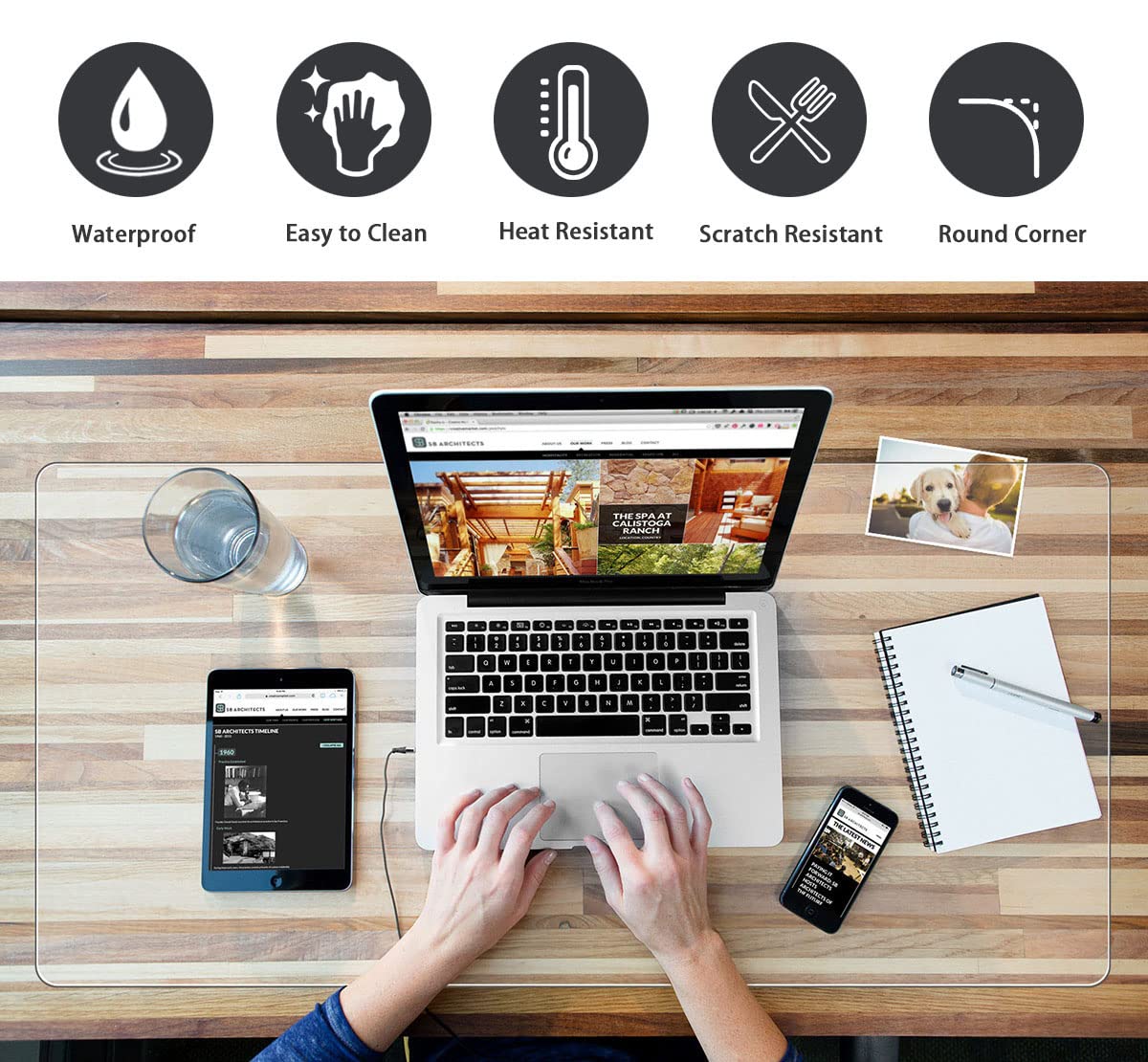 Provalley 24 x 36 Inches Clear Desk Pad Blotter Plastic Transparent Desk Mat for Desktop PVC Vinyl