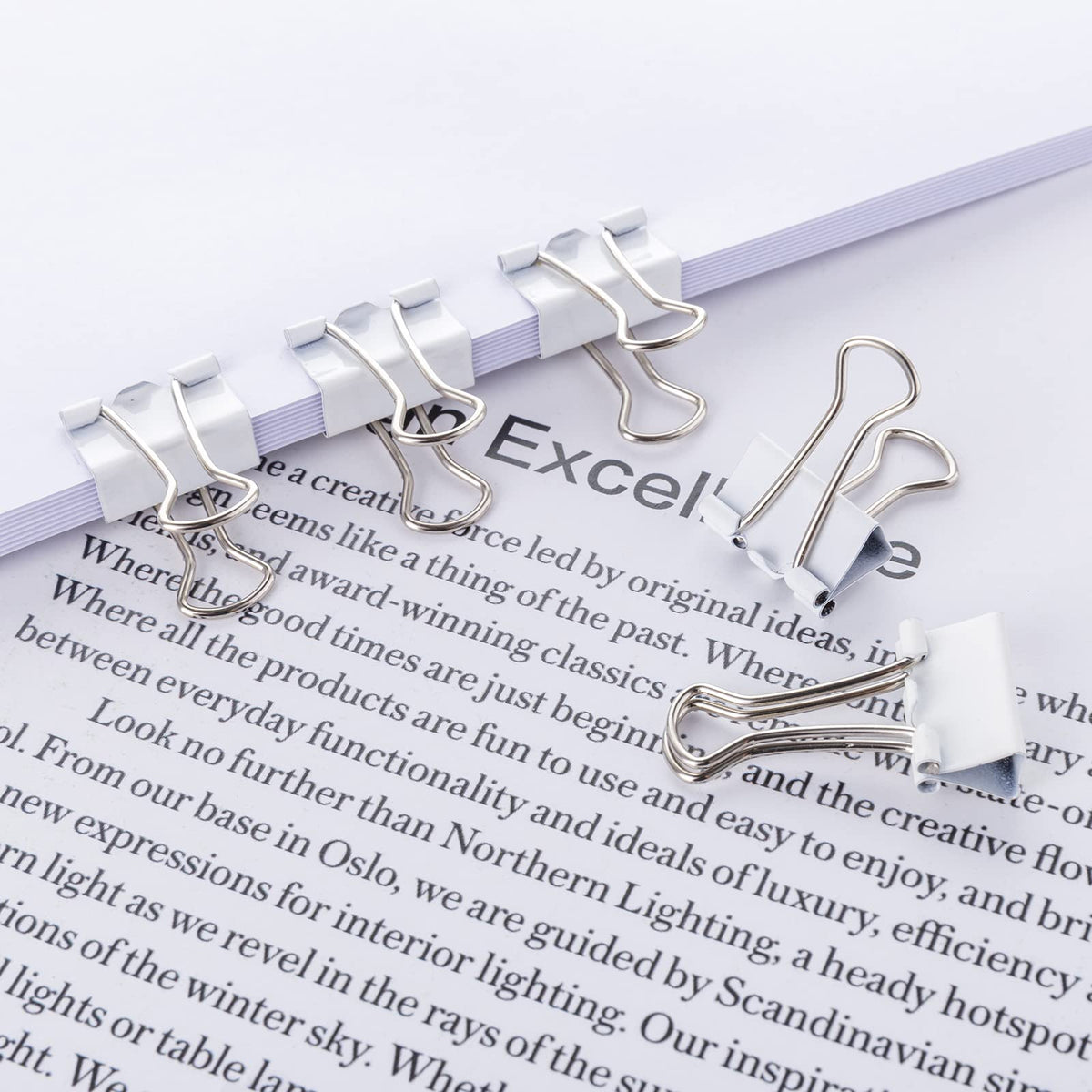 Small White Mini Binder Clips, 3/4 Inch (19mm), 50 Pack