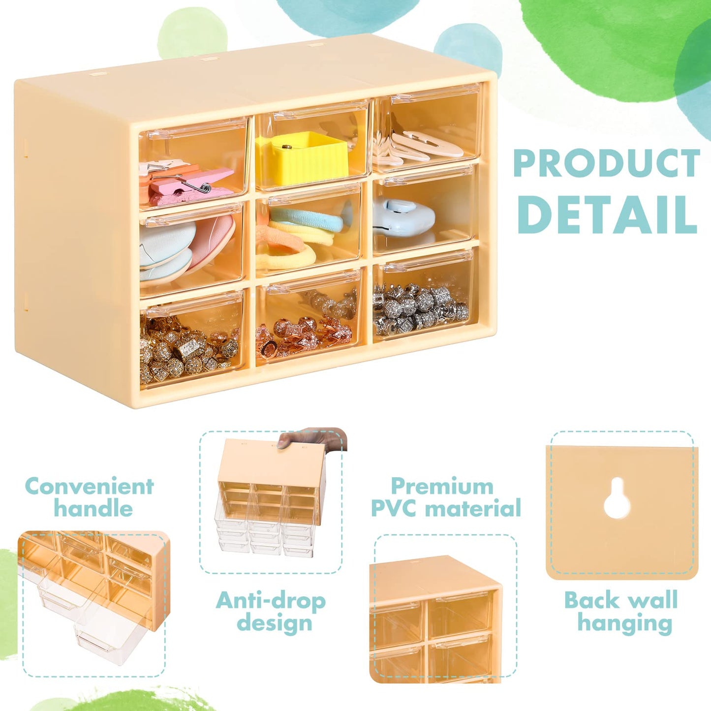 Amyhill 6 Pcs Mini Drawer Organizer Small Organizer with 9 Drawers Plastic Desktop Craft Storage