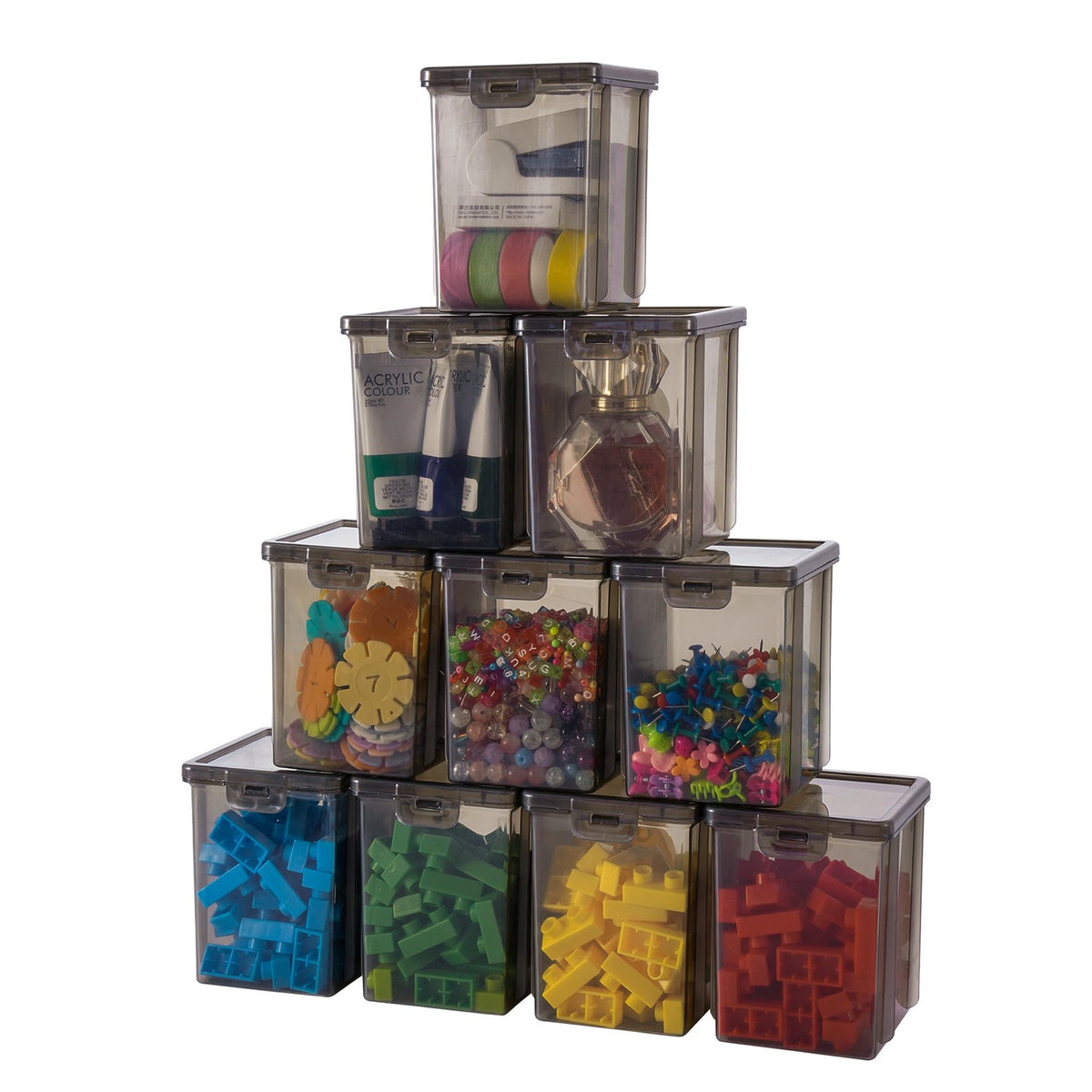 Swuj 10 Pack Black Marker Organizer Box, Deep Square Craft Art Supply Case