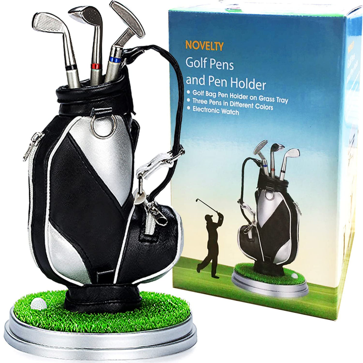 Jishi Golf Gifts for Men Golf Pen Holder Stocking Stuffers for Adults Men Golfers, Funny White