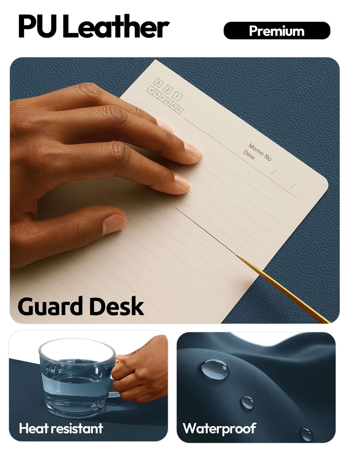 YSAGi Leather Desk Pad Protector, Office Desk Mat, Large Mouse Pad, Non-Slip PU Leather Desk