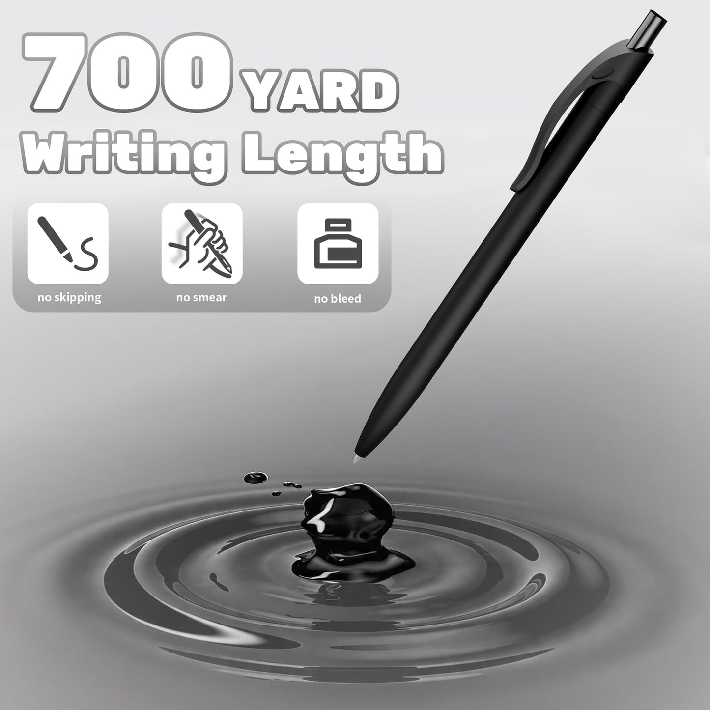 deegtran Pens Bulk, 50 Pack No Bleed Black Ink Click Pens, Wholesale Retractable Ballpoint Pens
