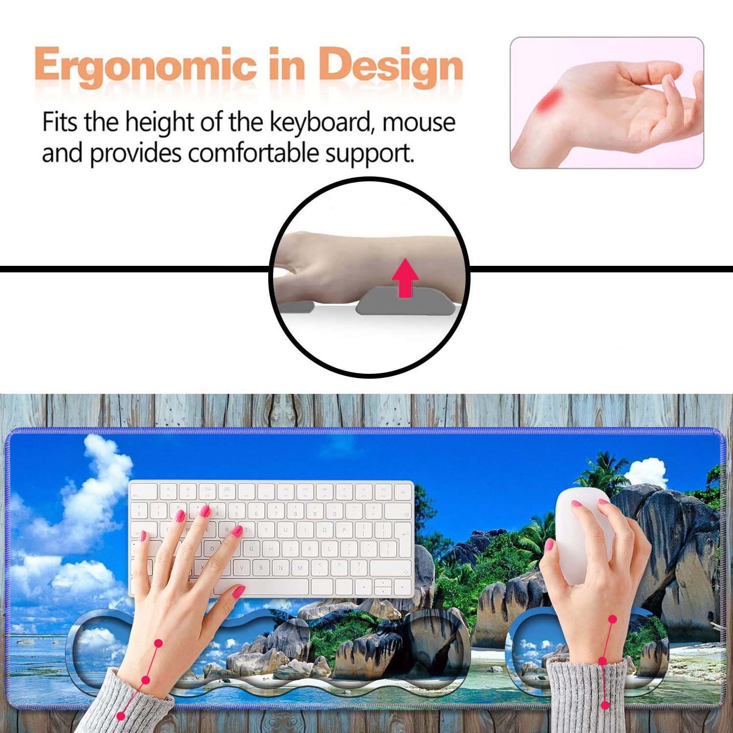 Ergonomic Keyboard Wrist Rest & Mouse Pad Wrist Rest Set, Large XXL Gaming Desk Mat 31.5"x