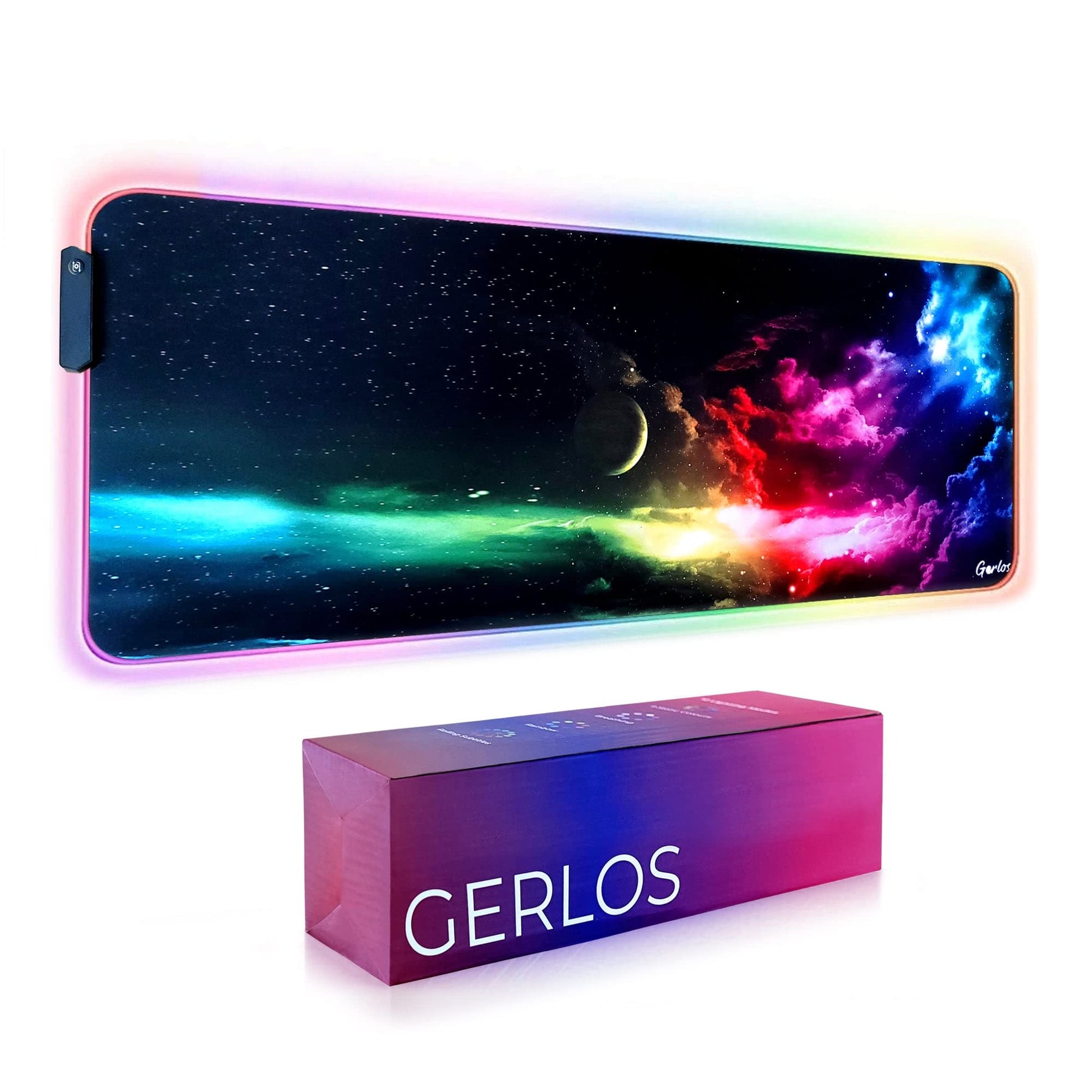 Gerlos RGB Gaming Mouse Pad, Large LED Desk Mat for Gamer, 31.5" x 11.8"