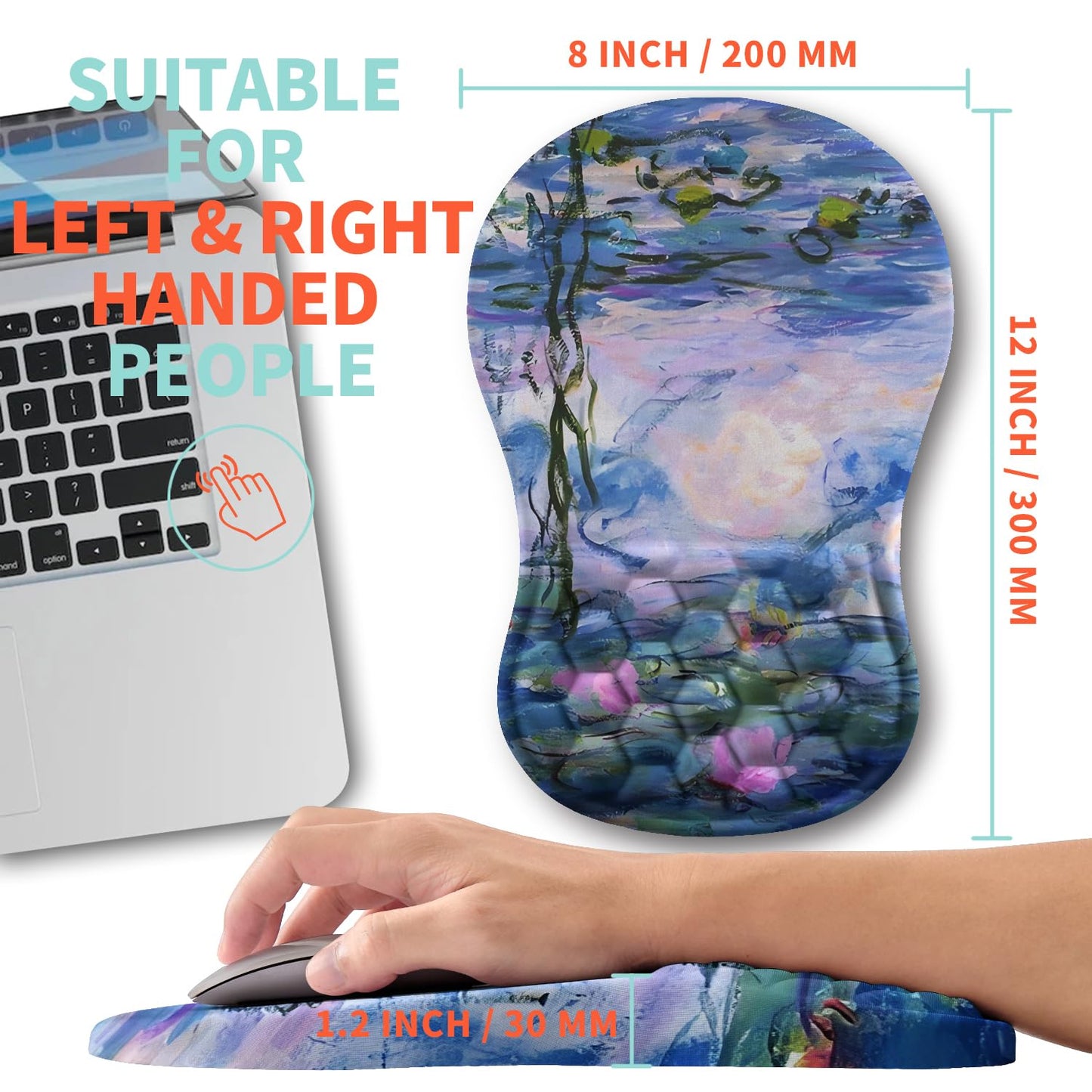Kuosgm Ergonomic Mouse Pad Wrist Support with Memory Foam Massage Bulge, Carpal Tunnel Pain Relief