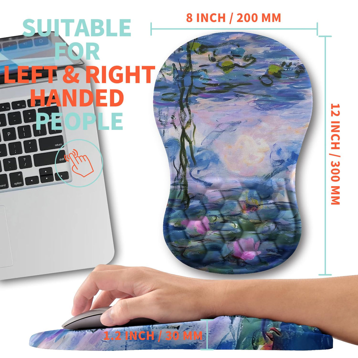 Kuosgm Ergonomic Mouse Pad Wrist Support with Memory Foam Massage Bulge, Carpal Tunnel Pain Relief
