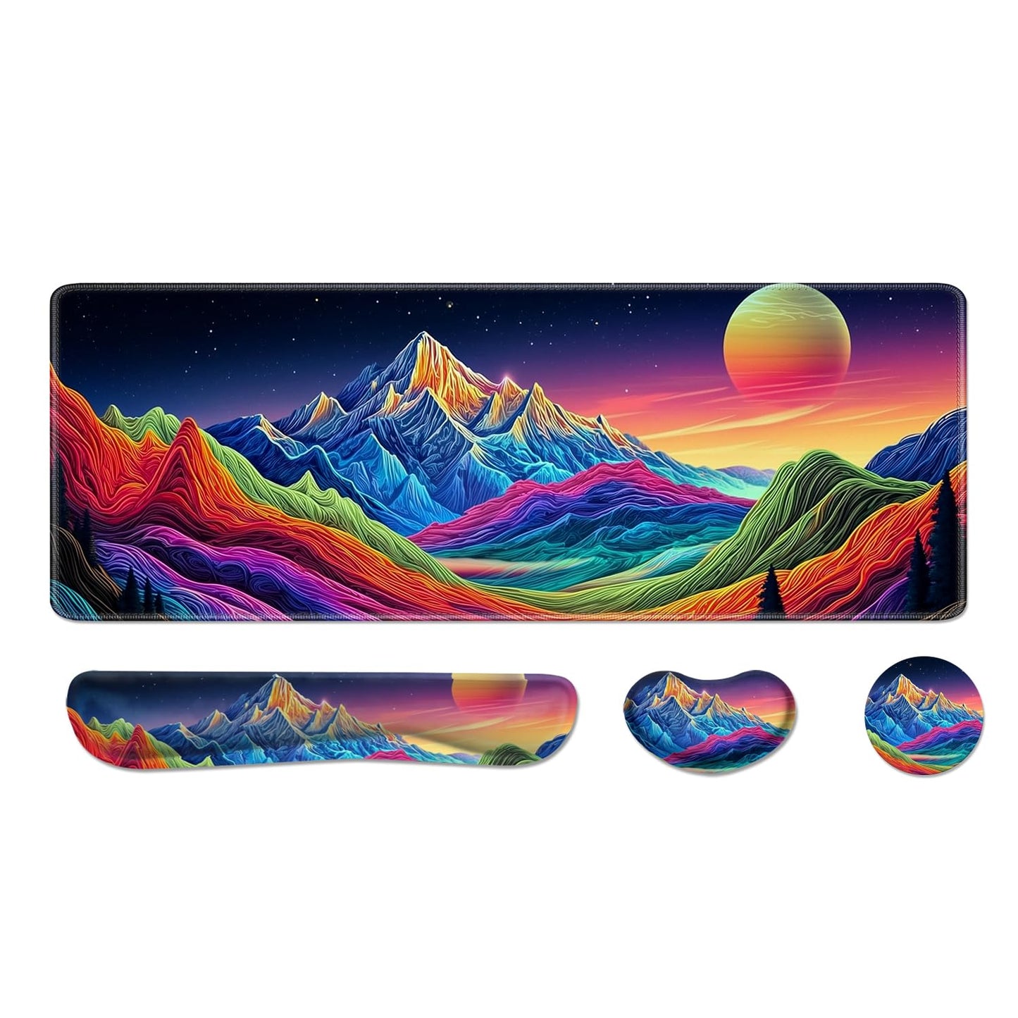 Desk Pad and Keyboard Wrist Rest, Large Mouse Pad + Keyboard Pad+Mouse Wrist Support, Non-Slip Desk
