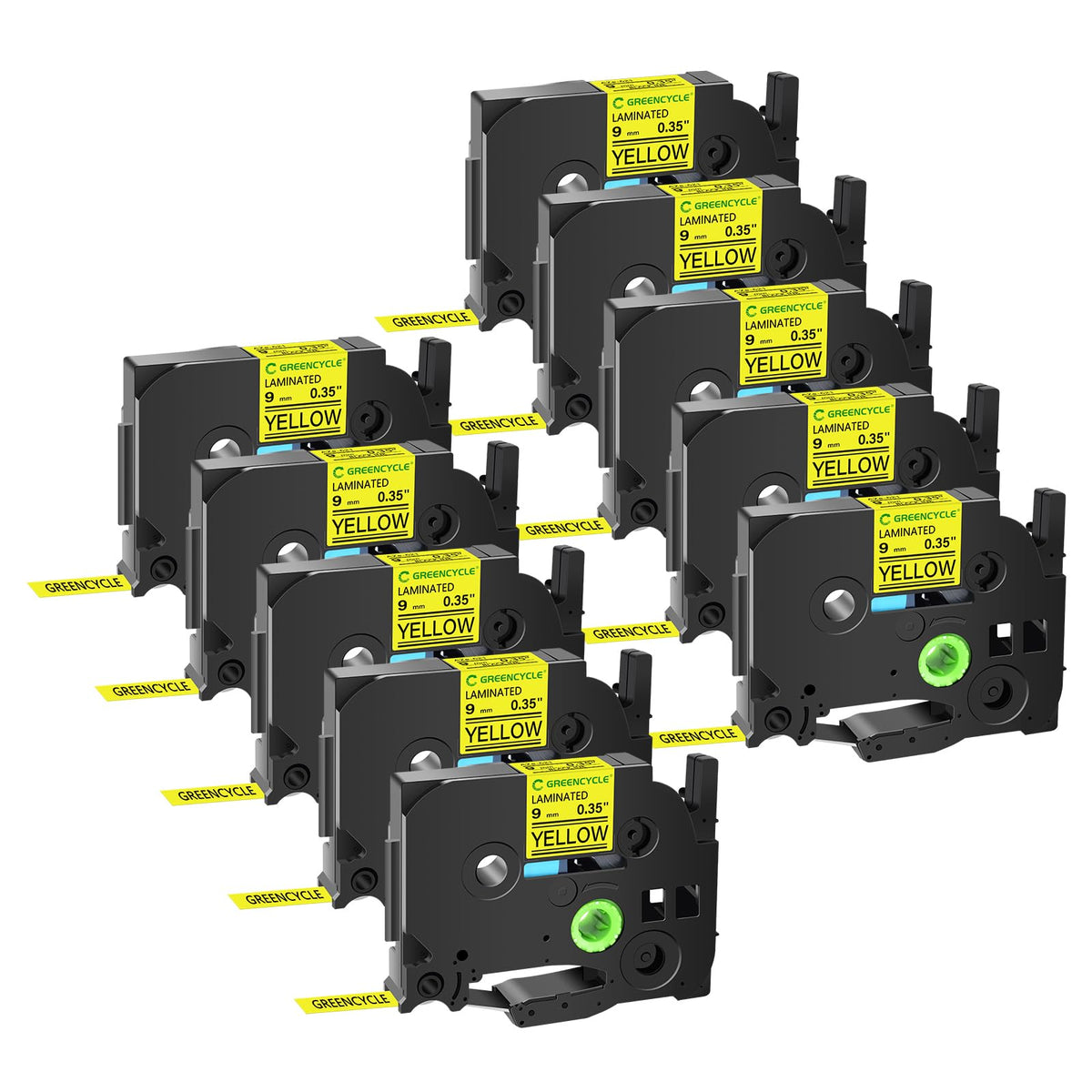 GREENCYCLE TZ-621 9mm 0.35 Laminated Yellow Label Maker Tape Compatible for Brother P-Touch TZe-621