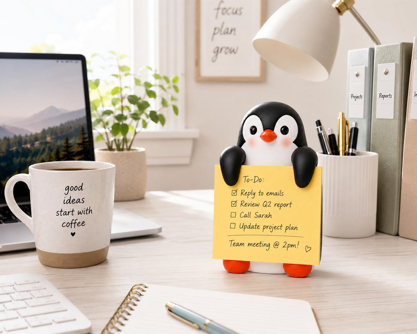 HORTIX Penguin Pop-Up Sticky Note Dispenser for 3 x 3 in Notes