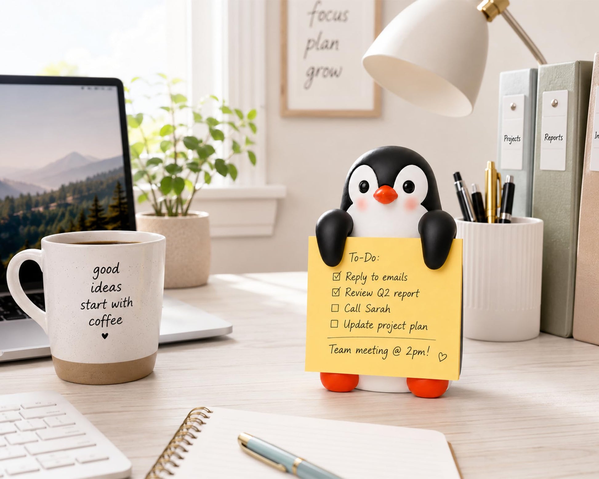 HORTIX Penguin Pop-Up Sticky Note Dispenser for 3 x 3 in Notes
