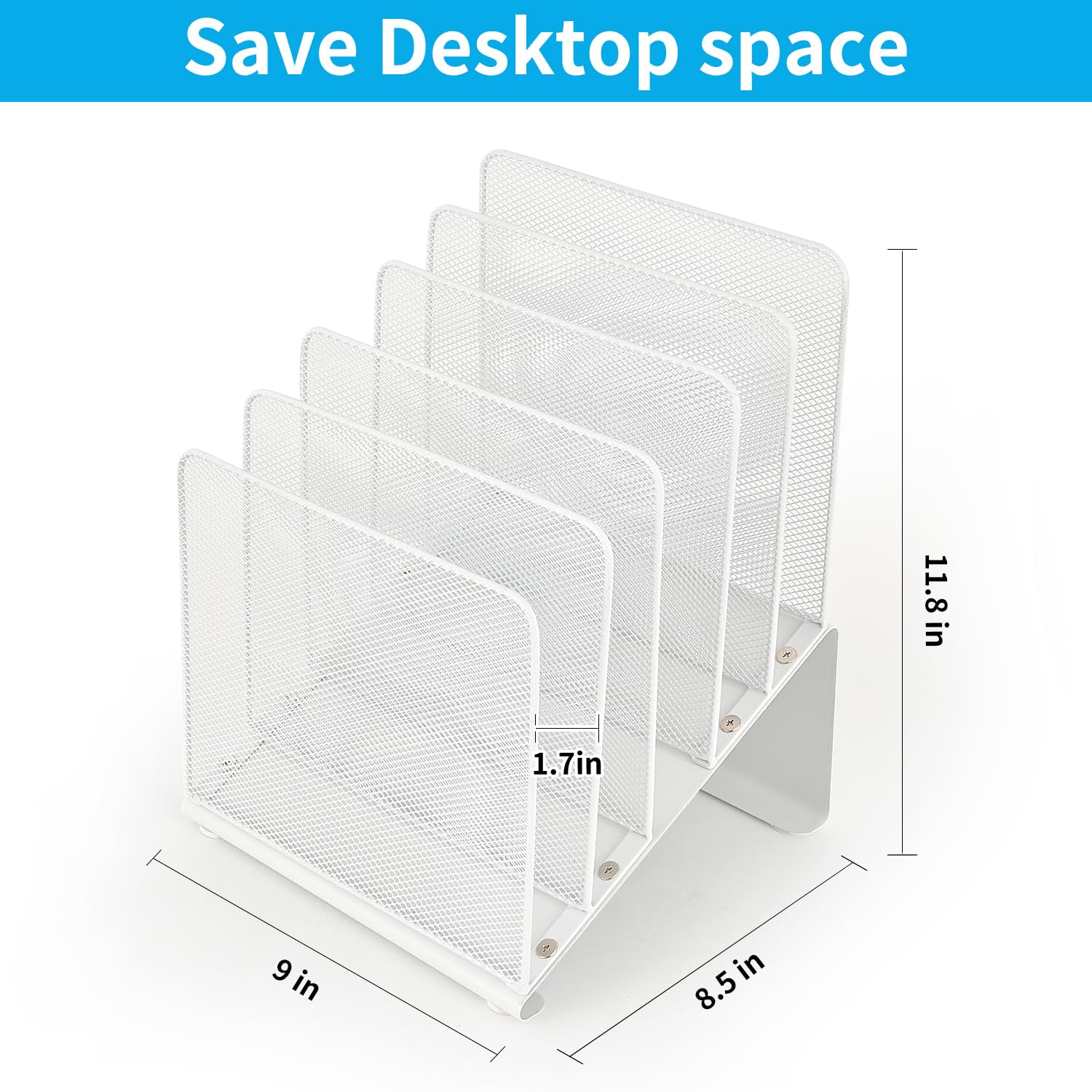 LEKETREE File Organizer for Desk, Desk Organizer with 5-Section Vertical File Rack, File Folder
