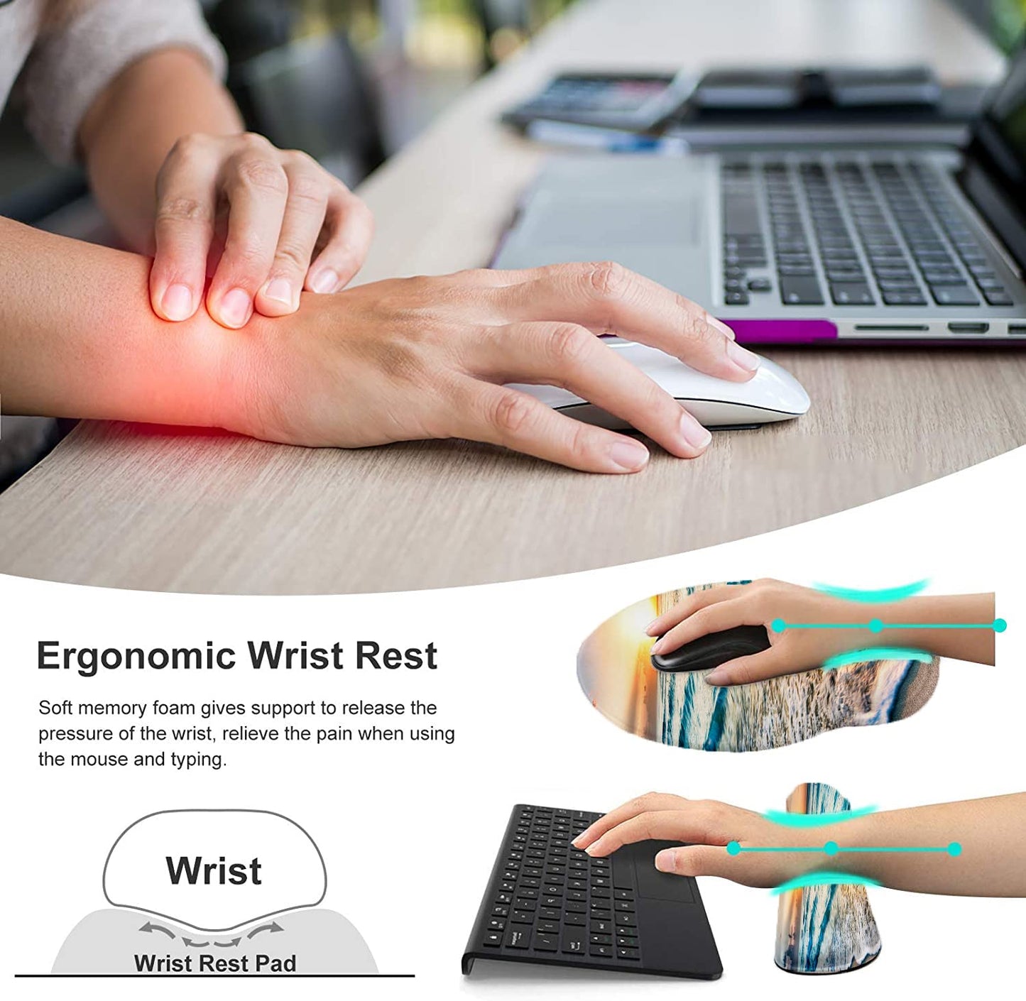 Lateefah Ergonomic Mouse Pad with Wrist Rest and Keyboard Wrist Rest Set