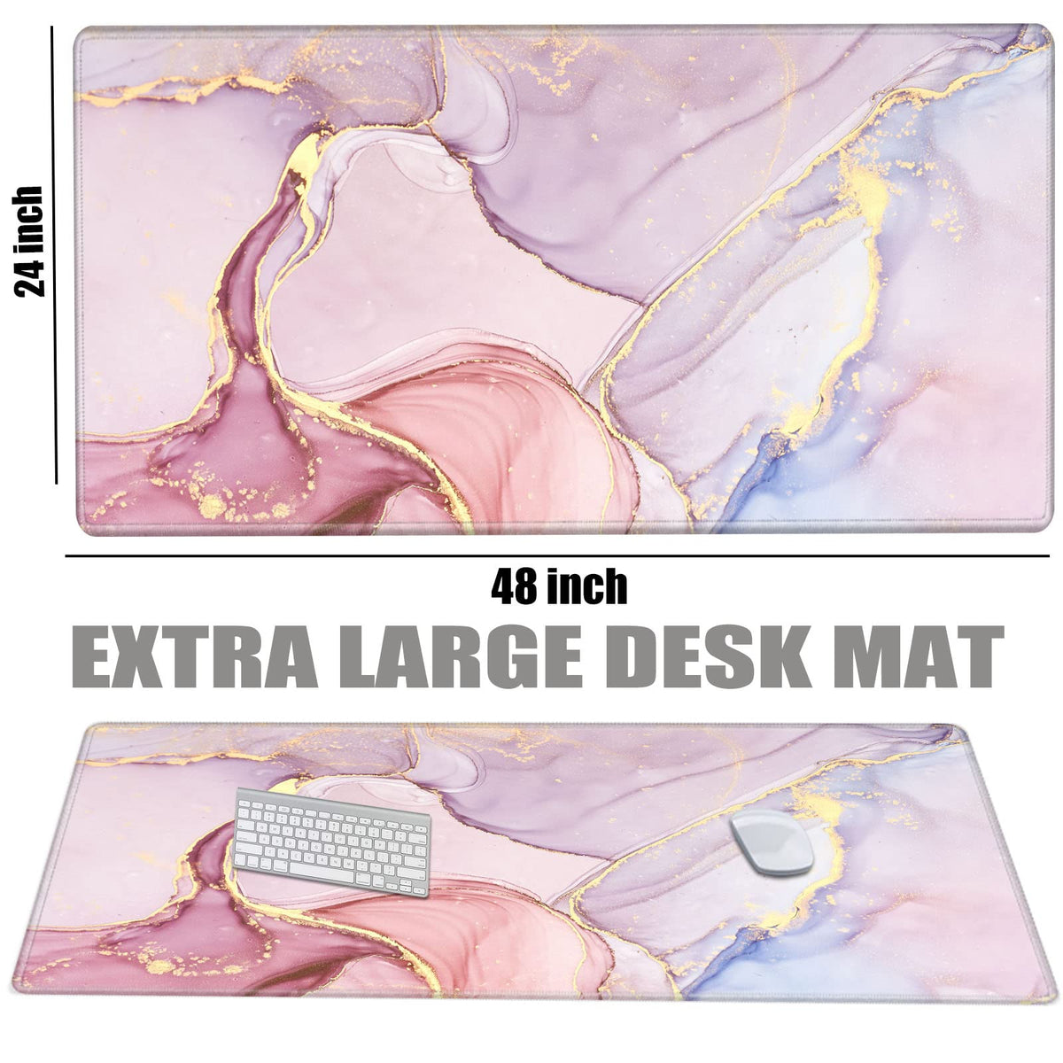 Gaming Mouse Pad Giant 48x24 Desk Mat Oversized Large Mousepad Jumbo Huge Desk Pad Pink Marble
