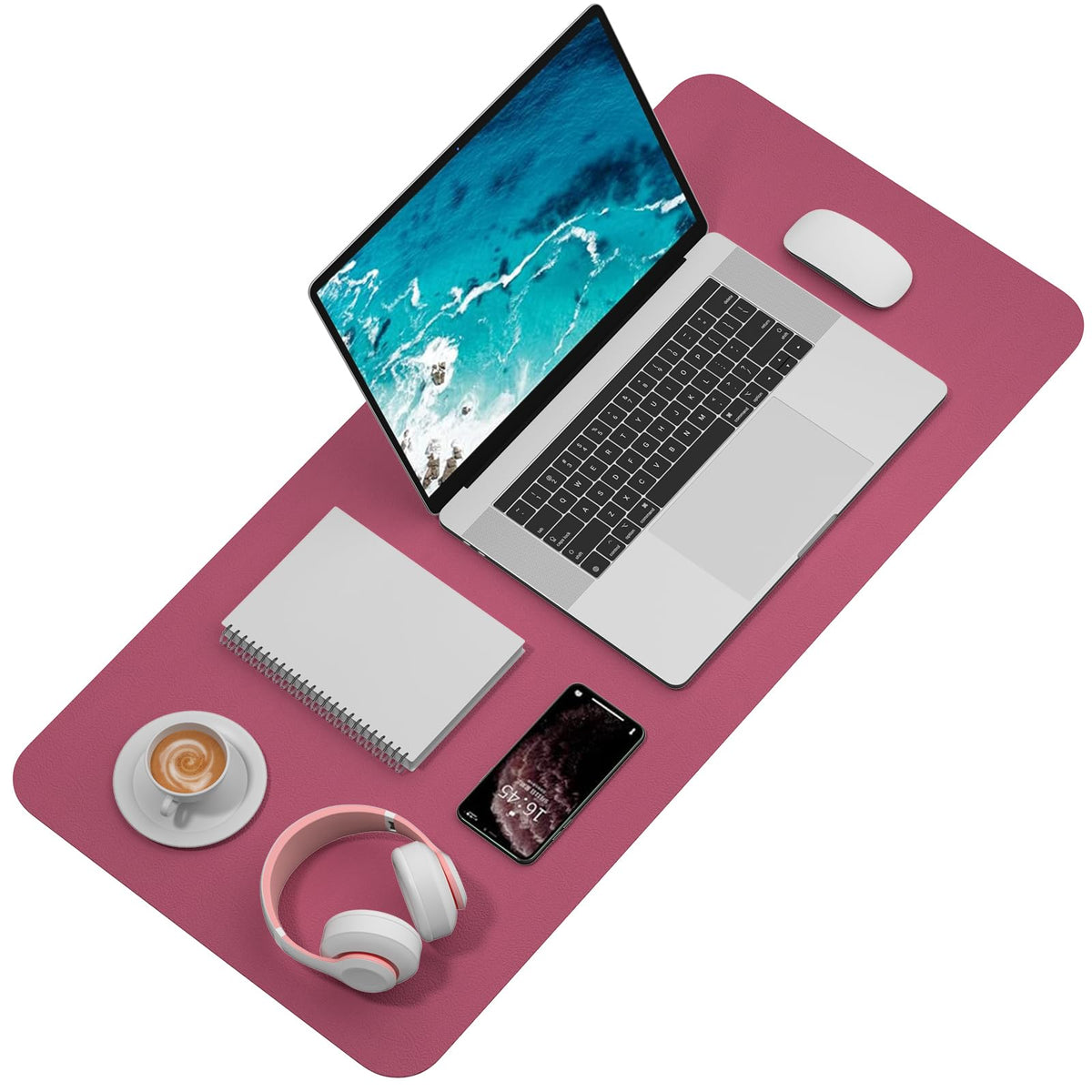Hsurbtra Desk Pad, 35.5" x 17" PU Leather Desk Mat, XXL Extended Mouse Pad, Waterproof Desktop