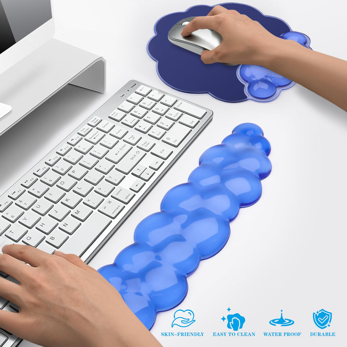Gel Cloud Keyboard and Mouse Wrist Rest, Cute Wrist Support and Arm Support Rest for Typing Pain