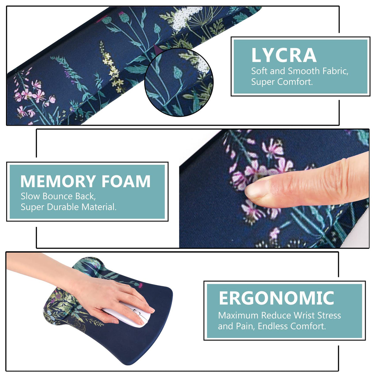 AIMSA Ergonomic Keyboard Wrist Rest and Mouse Pad with Wrist Support Set, Memory Foam Non-Slip