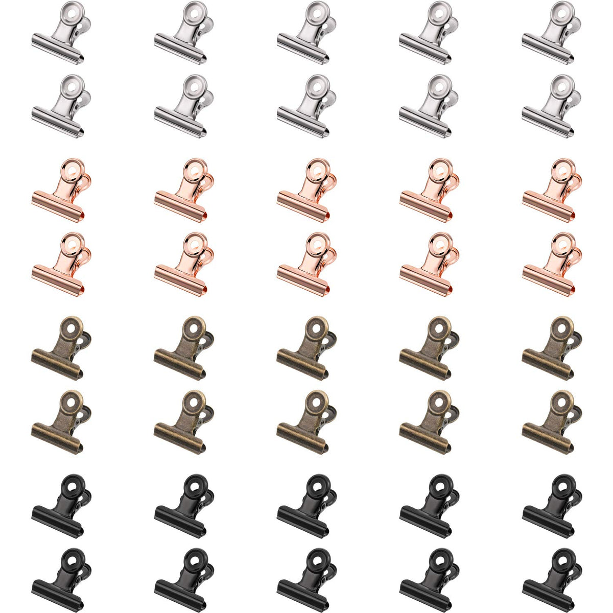 40 Pack Metal Bulldog Clips, Small Bull Binder Paper Clips, Multicolor