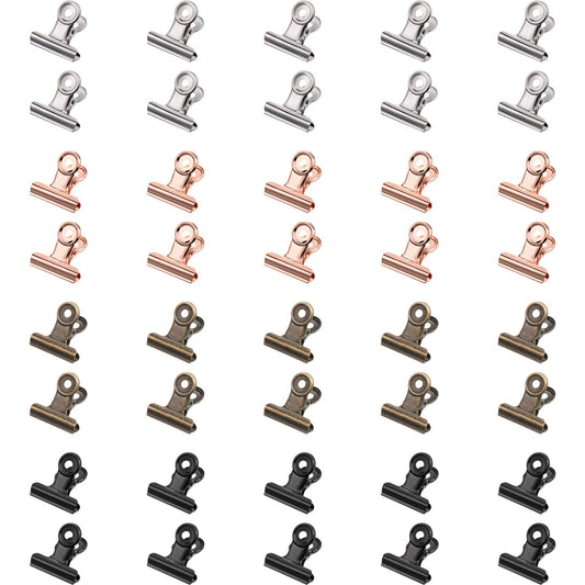 40 Pack Metal Bulldog Clips, Small Bull Binder Paper Clips, Multicolor