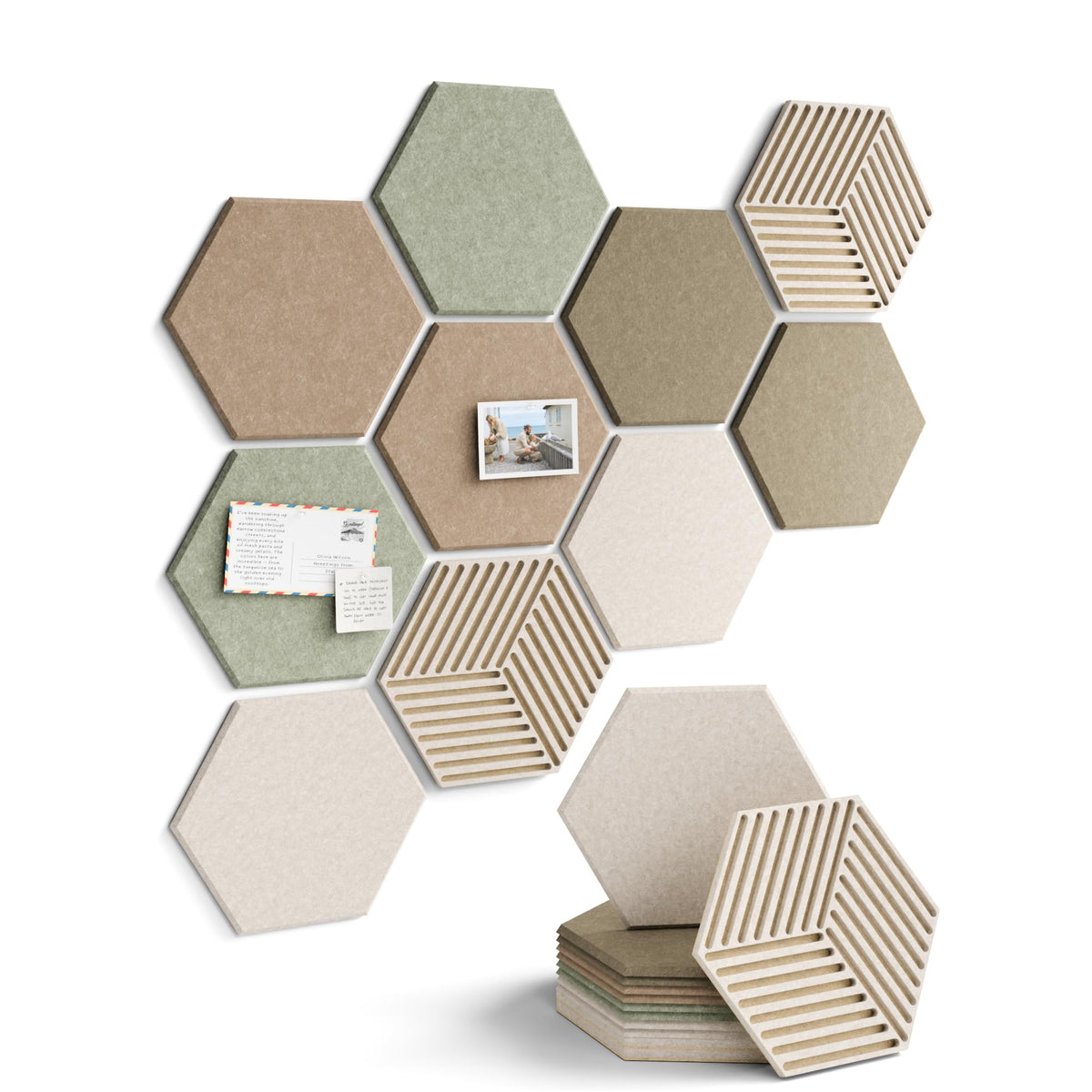 Fluxynara 10-Pack Hexagon Cork Board Alternative, Linen Dusk