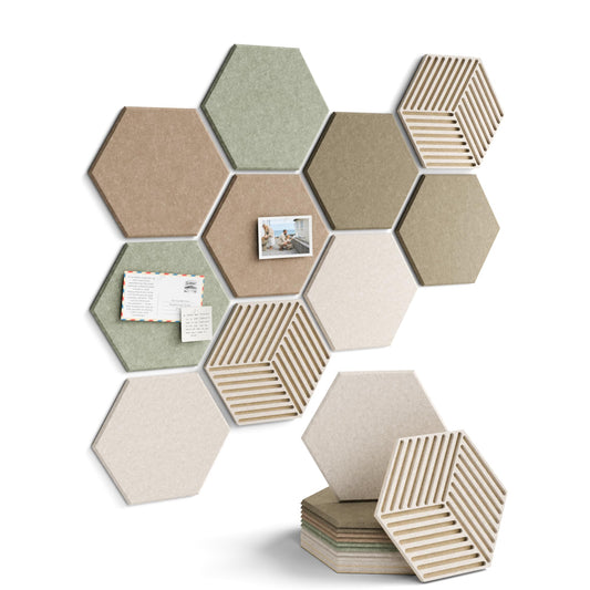 Fluxynara 10-Pack Hexagon Cork Board Alternative, Linen Dusk