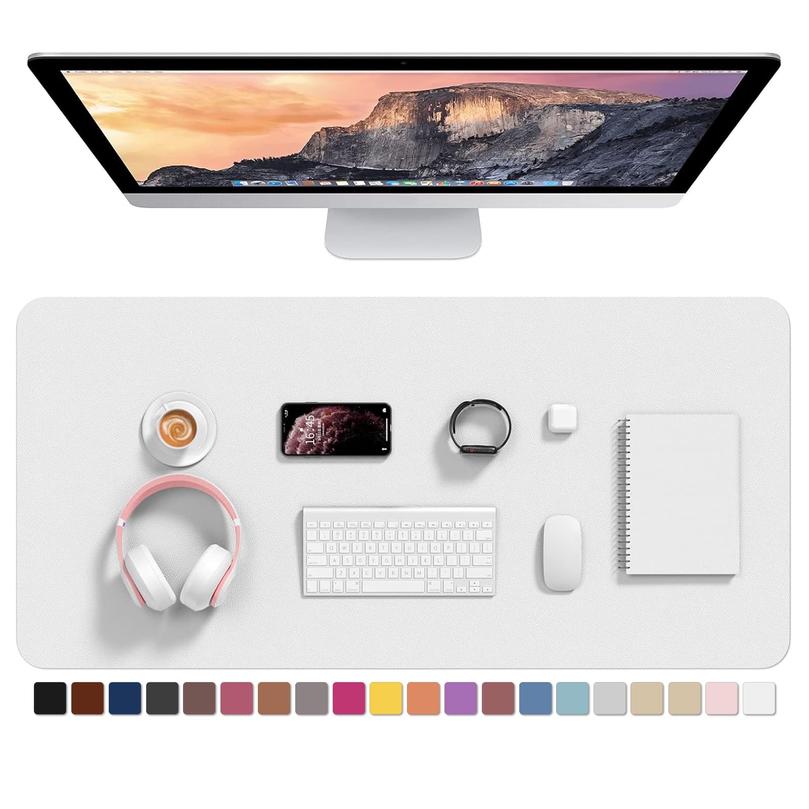 Hsurbtra Desk Pad, 35.5" x 17" PU Leather Desk Mat, XXL Extended Mouse Pad, Waterproof Desktop