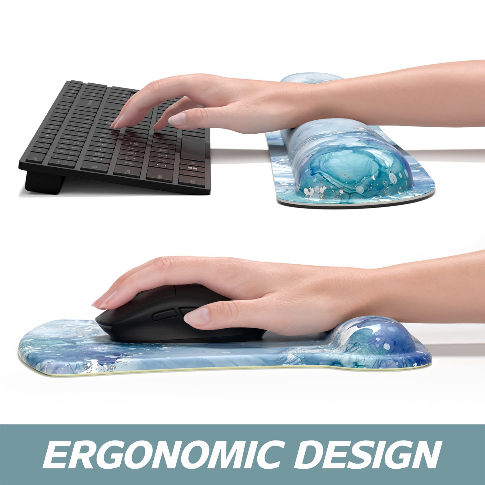 ITNRSIIET Mouse Pad Wrist Support Keyboard Wrist Rest Pad Ergonomic Mousepad Non-Slip Memory Foam