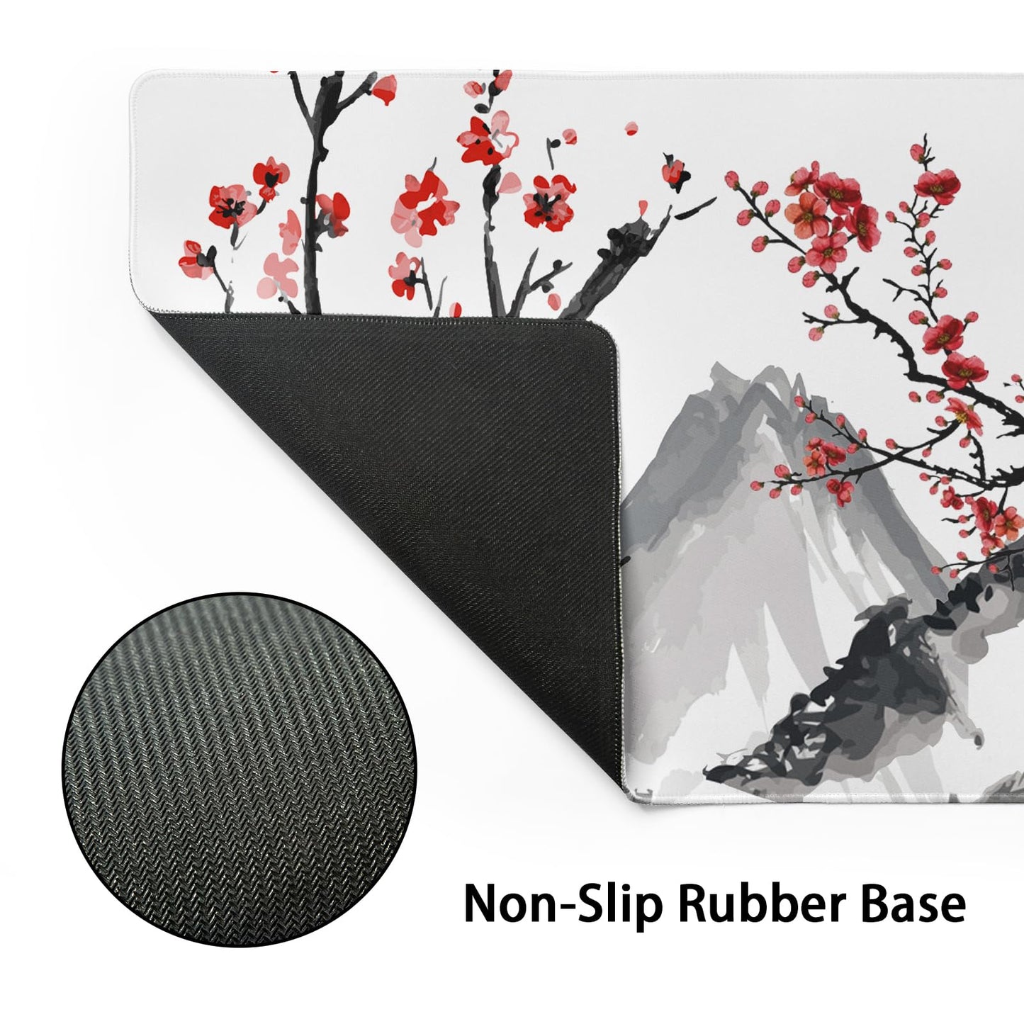 Extended Gaming Mouse Pad XL，White Japanese Cherry Blossom Large Mouse Mat Desk Pad, Extended
