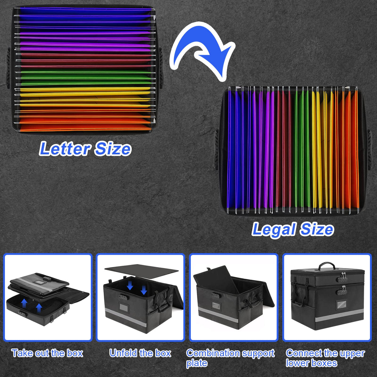 EXLIFBAG Fireproof File Organizer with Lock, 2 Layer