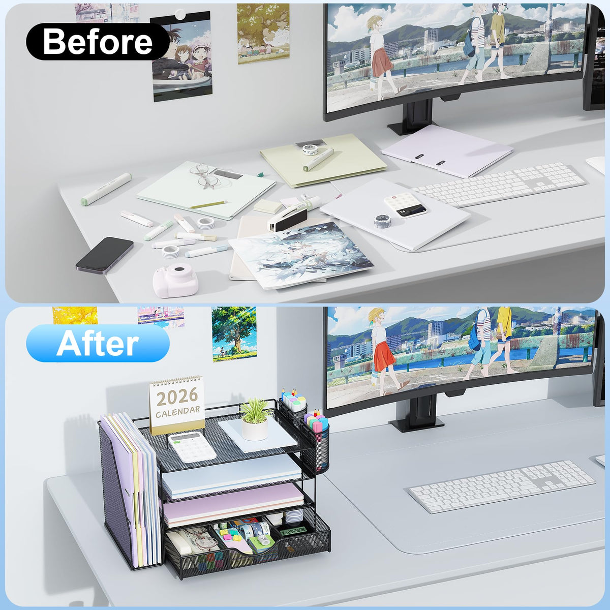 gianotter Metal Mesh Desk Organizers and Accessories with File Holder