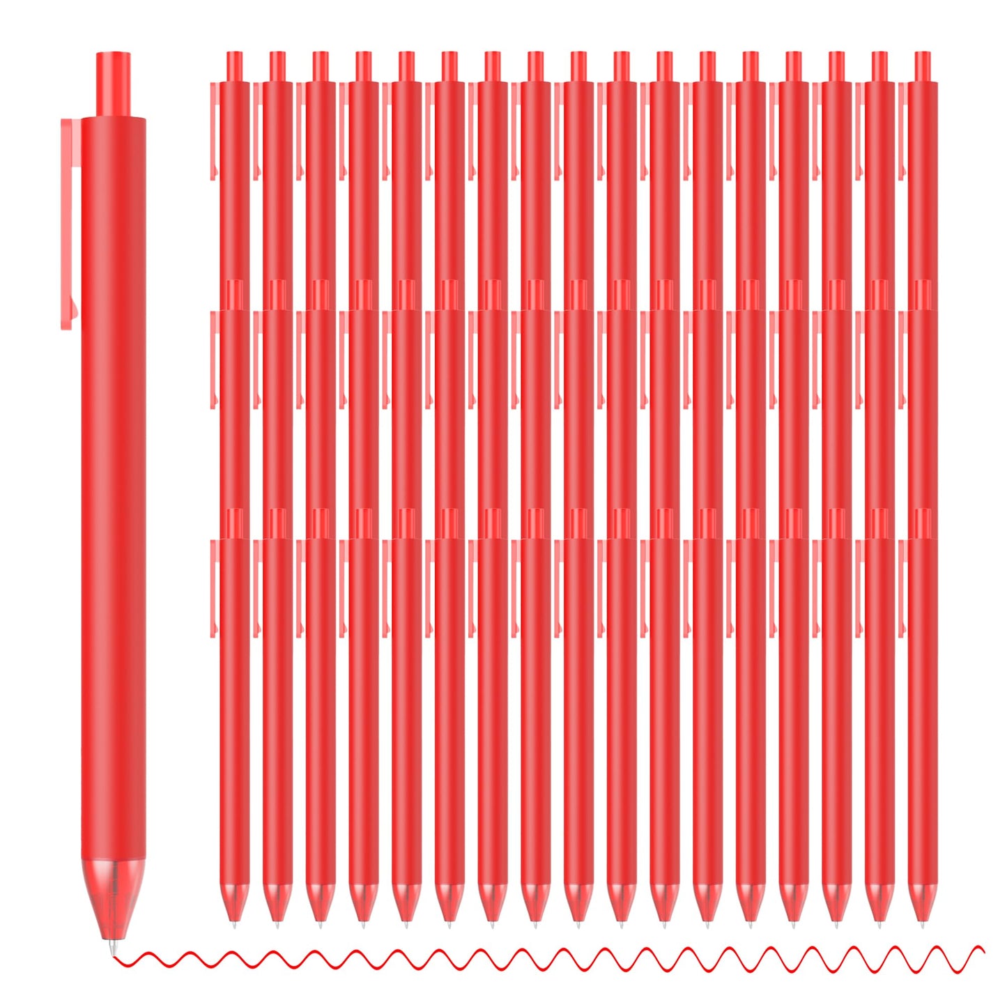 deegtran Pens Bulk, 50 Pack Smooth Red Ink Ballpoint Pens, Wholesale Retractable Pens, No Bleed