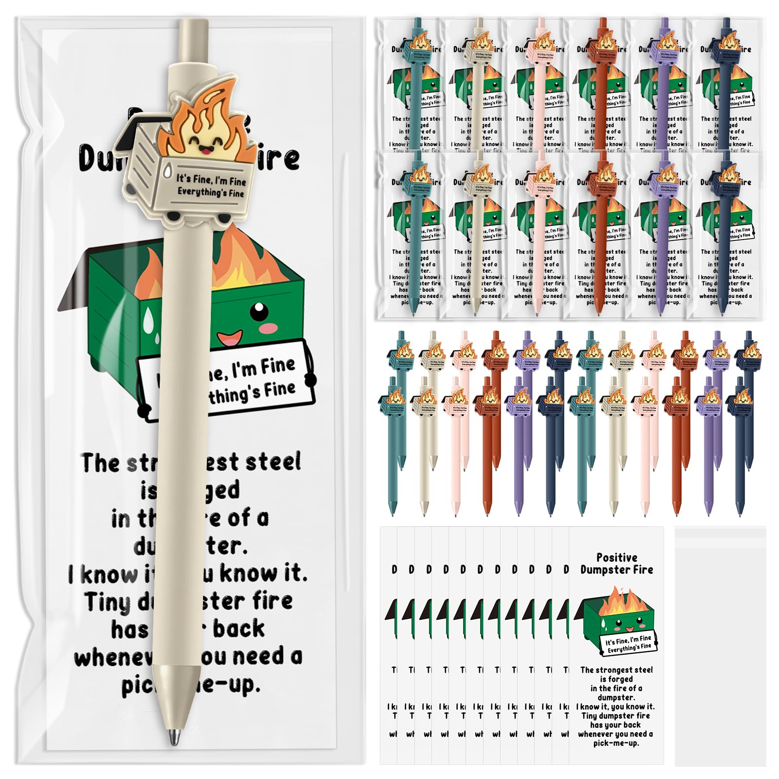 Sayglossy 30 Sets Dumpster Fire Pens Gift Desk Accessories Funny Work Pen