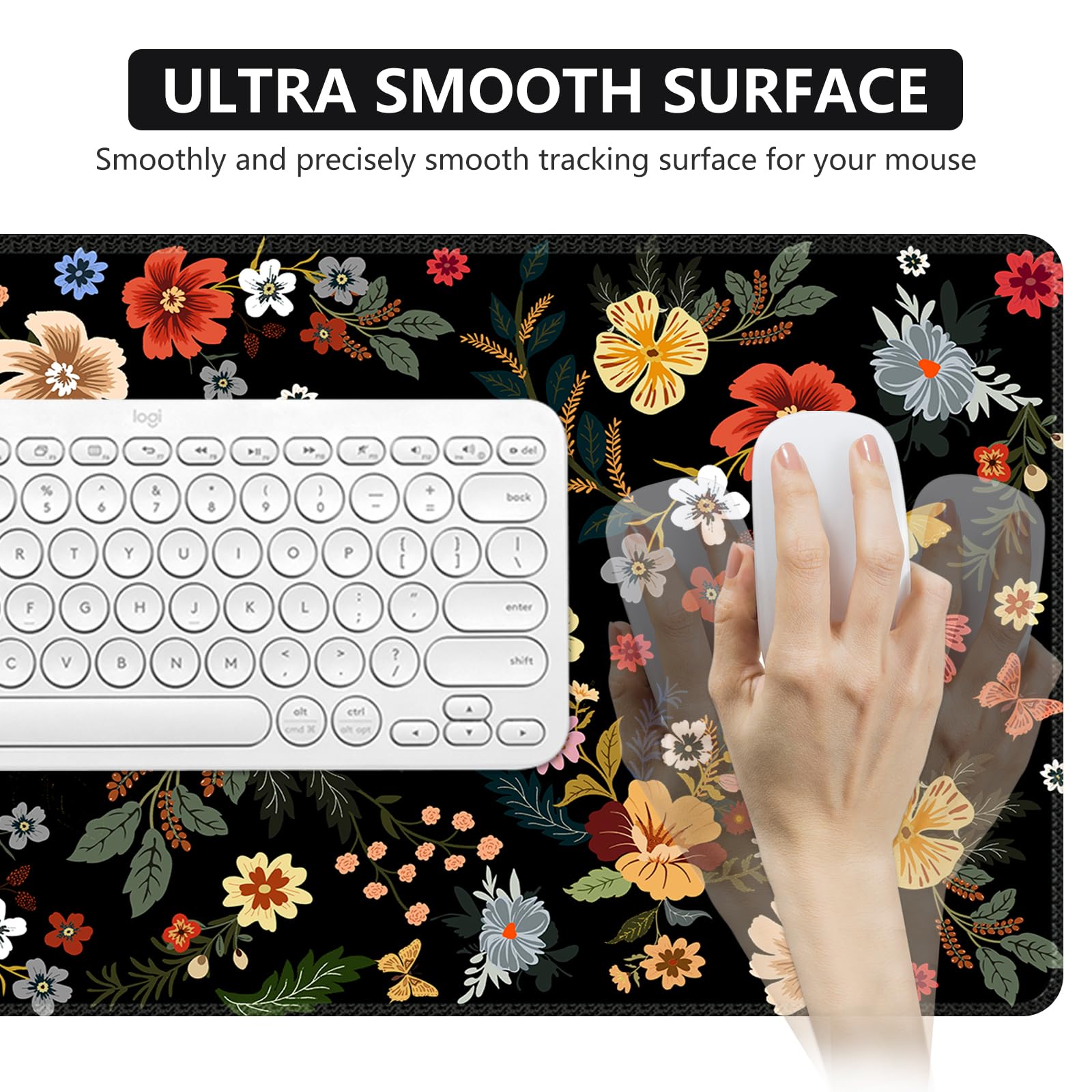 iCasso Desk Matt for Desktop, Cute Desk Pad Mat,Large Mouse Pad,Floral
