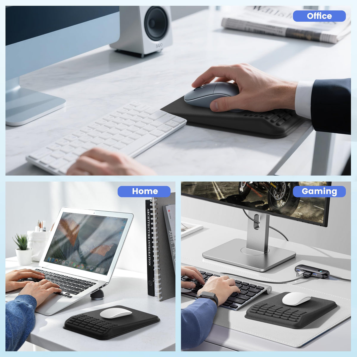 MEKASS Ergonomic Mouse Pad with Wrist Rest, Mouse Pad with Wrist Support for Pain Relief, Memory