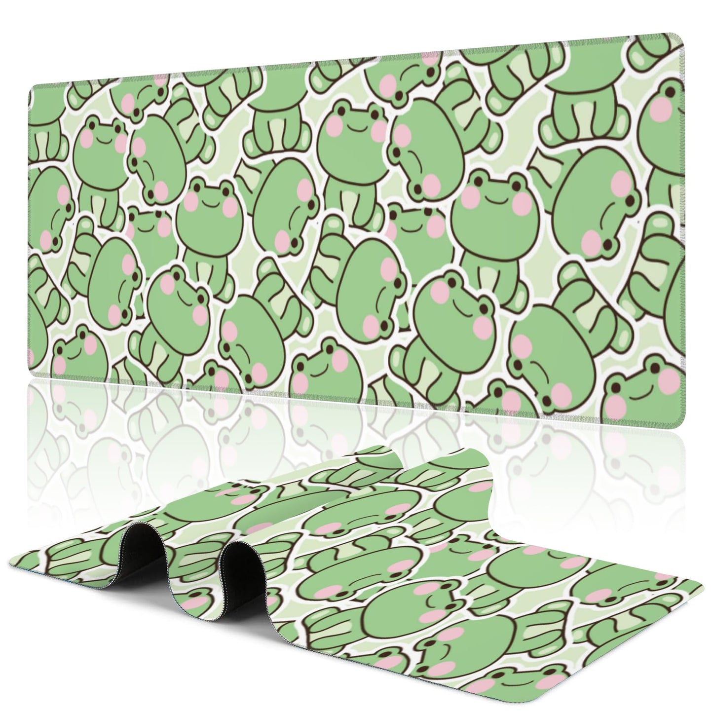 Uiaoiais Kawaii Frog Gaming Mouse Pad,Green Cute Desk Mat,31.5""X15.7"" Large Desk Pad with